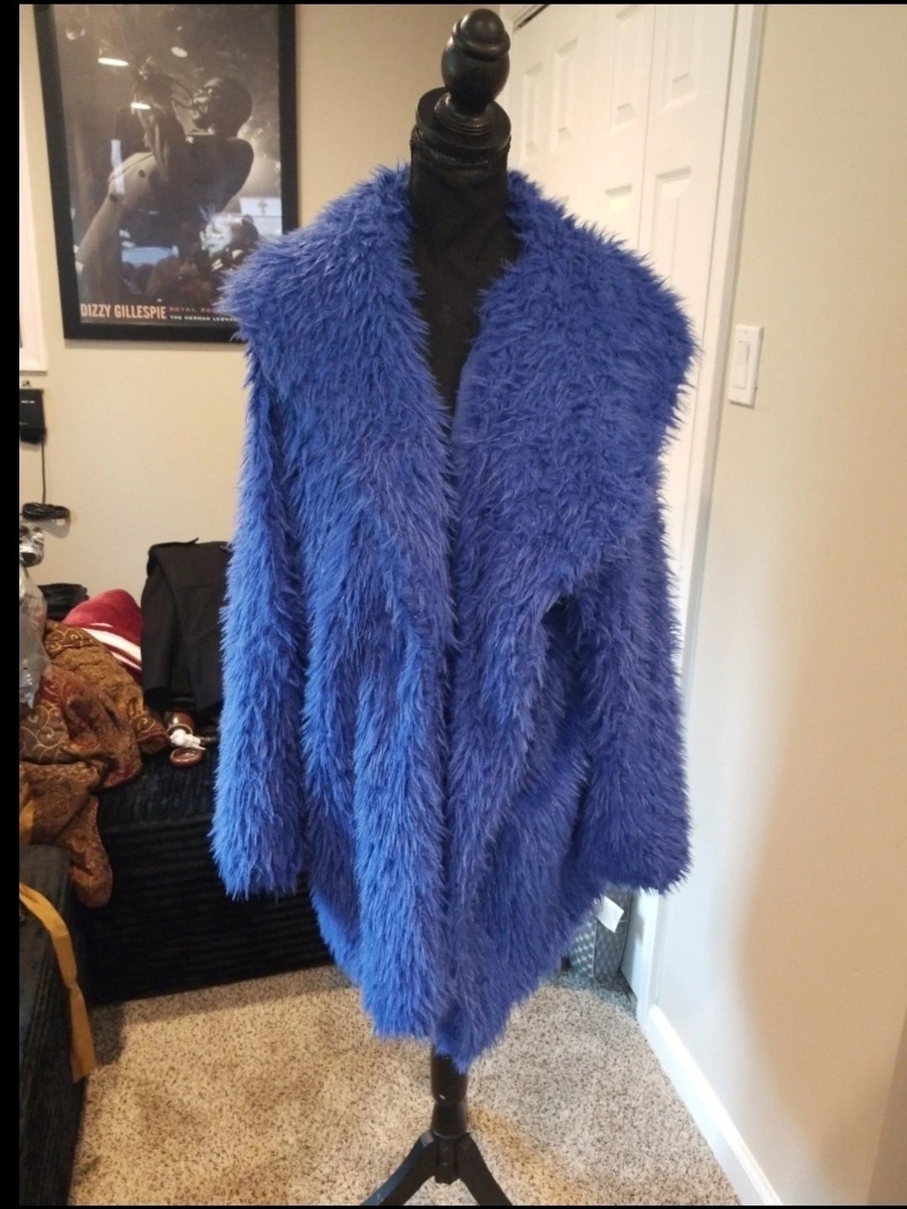 SHEIN Vibrant Blue Faux Fur Teddy Jacket